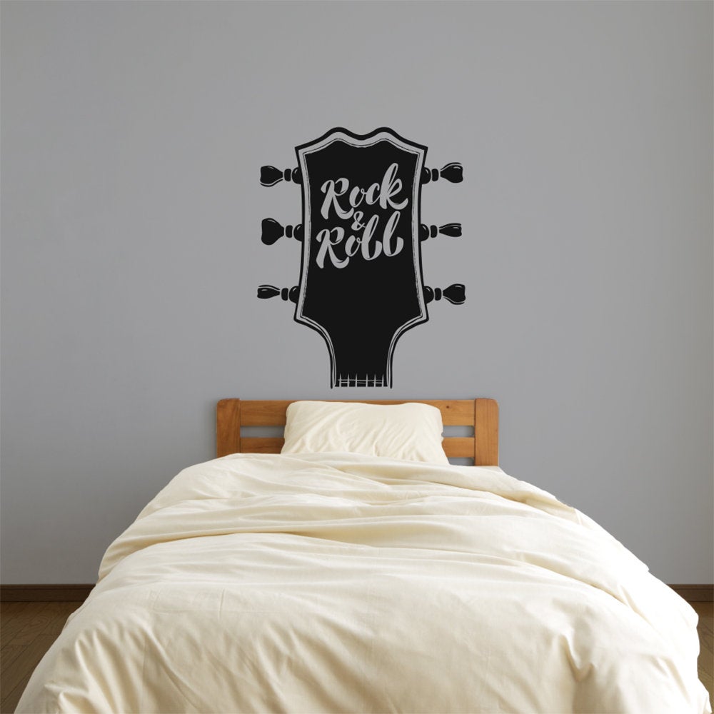 Rock N Roll Guitar Music Vinyl Home Decor Wall Decal 