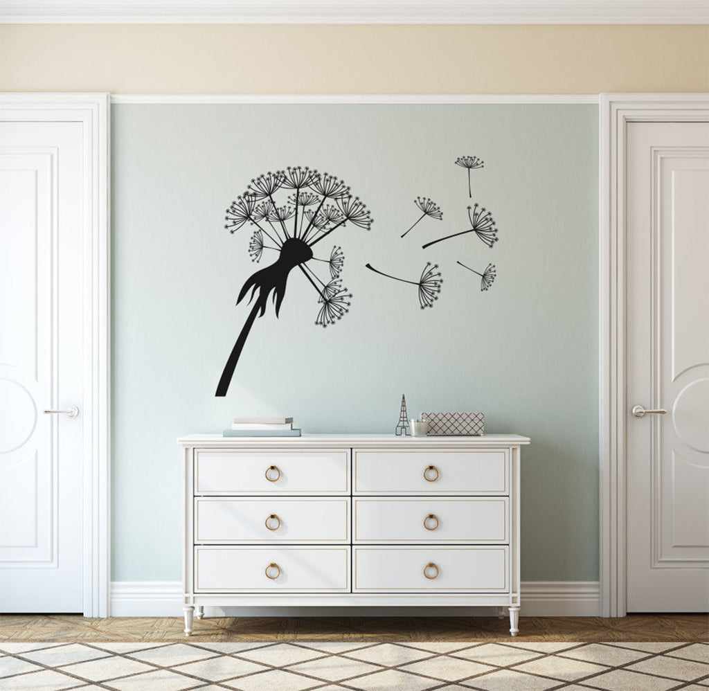 Dandelion and Fluffs Silhouette Vinyl Home Decor Wall Decal 