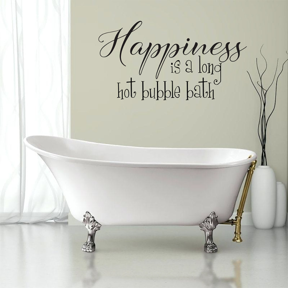 Happiness Is A Long Hot Bubble Bath Vinyl Home Decor Wall Decal 