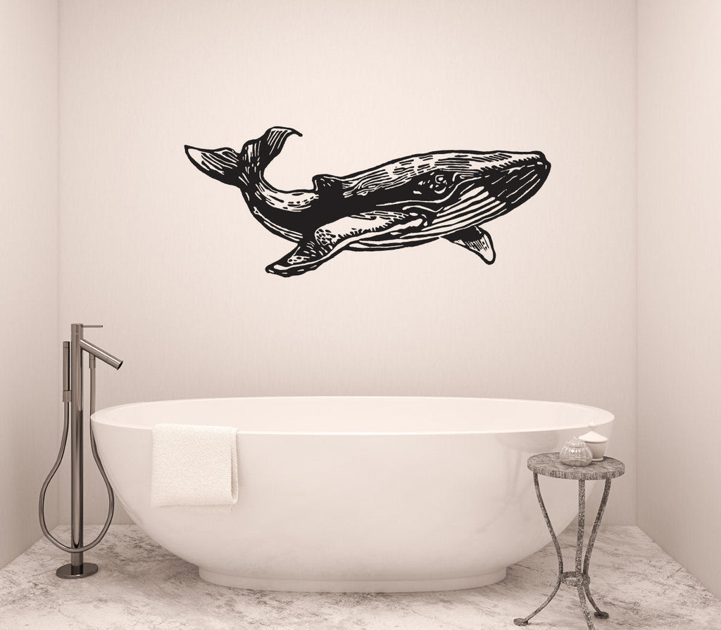 Humpback Whale Silhouette Vinyl Home Decor Wall Decal 