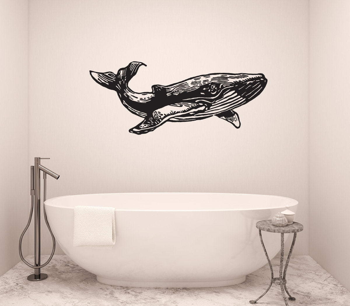 Humpback Whale Silhouette Vinyl Home Decor Wall Decal 