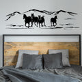Horse Silhouettes and Mountain Range Vinyl Home Decor Wall Decal 
