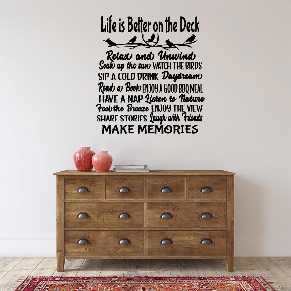 Life Is Better On The Deck Vinyl Home Decor Wall Decal Words 
