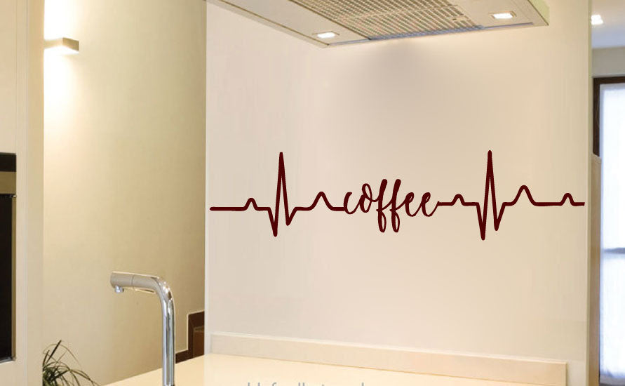 Coffee Heartbeat Kitchen Vinyl Home Decor Wall Decal Words 