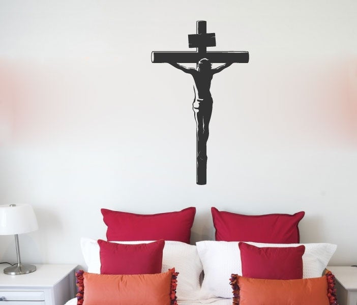 Cross With Jesus Crucification Vinyl Home Decor Wall Decal 