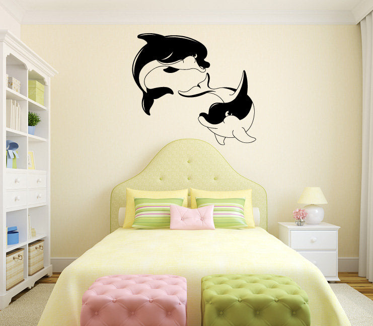 Dolphins Vinyl Coastal Home Decor Wall Decal 