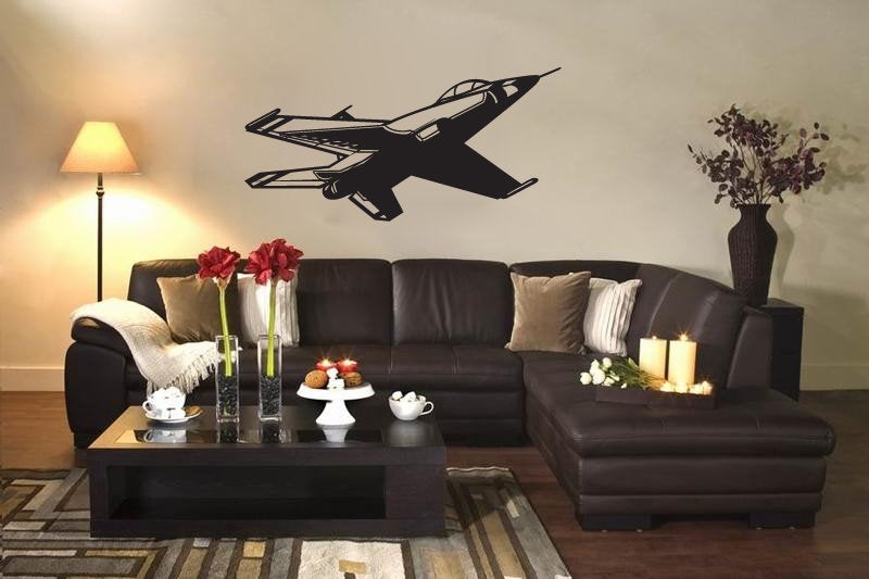 Air Force Thunderbird F-16 Falcon Military Airplane Silhouette Vinyl Home Decor Wall Decal 