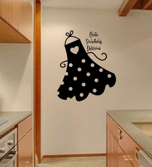 Create Something Delicious Apron Silhouette Kitchen Vinyl Home Decor Wall Decal 