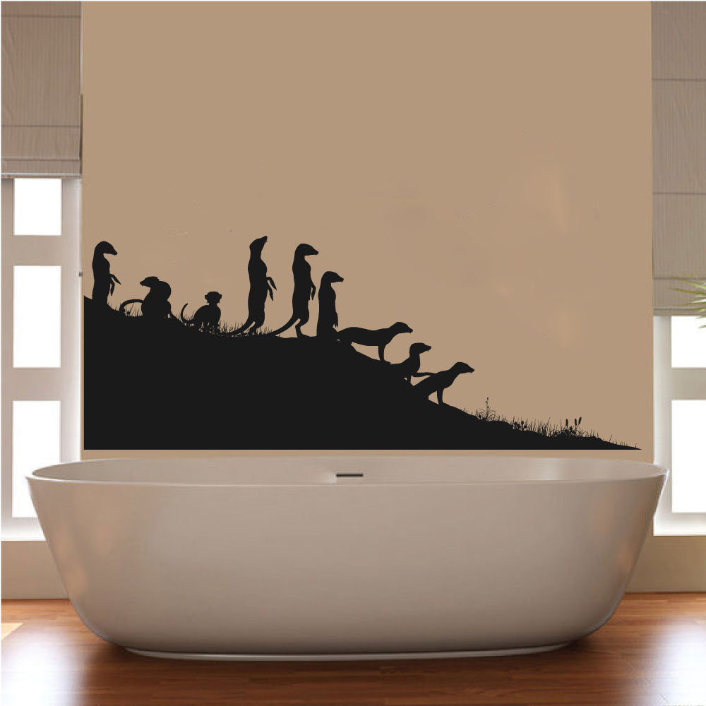 Meerkats SilhouetteVinyl Home Decor Wall Decal 