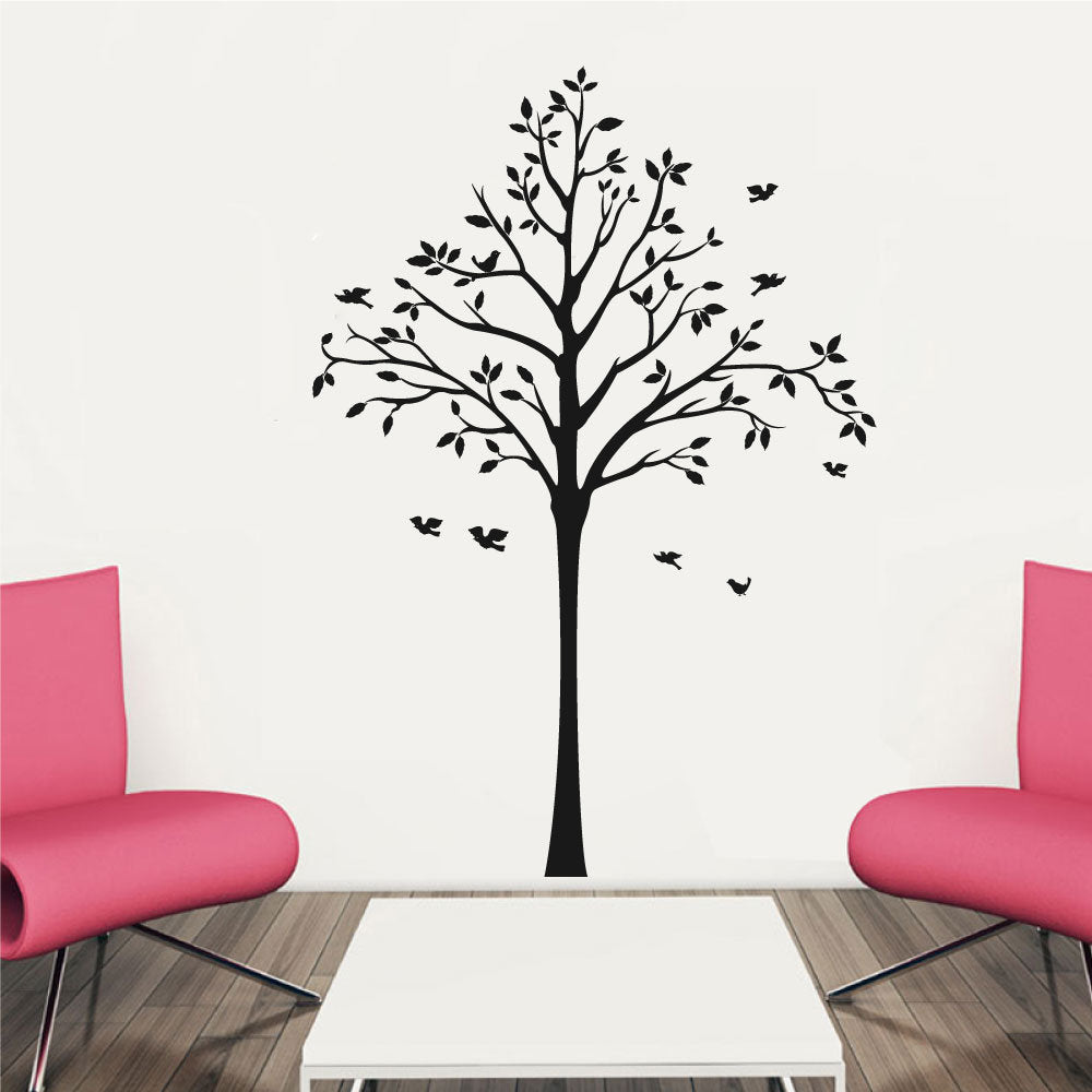 Tree and Birds Silhouette Vinyl Home Decor Wall Decal 