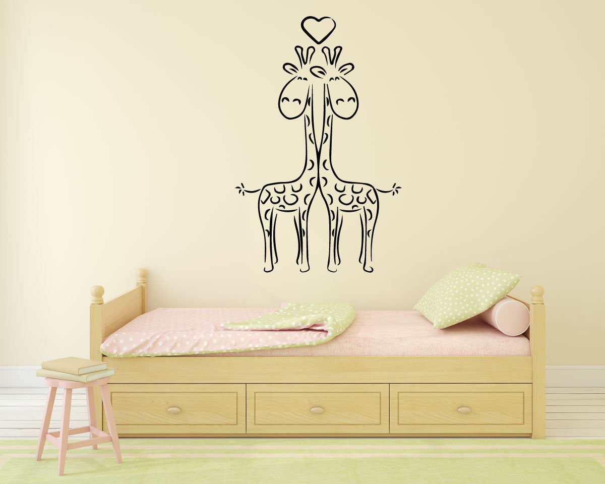 Giraffes Heart Silhouette Vinyl Home Decor Wall Decal 