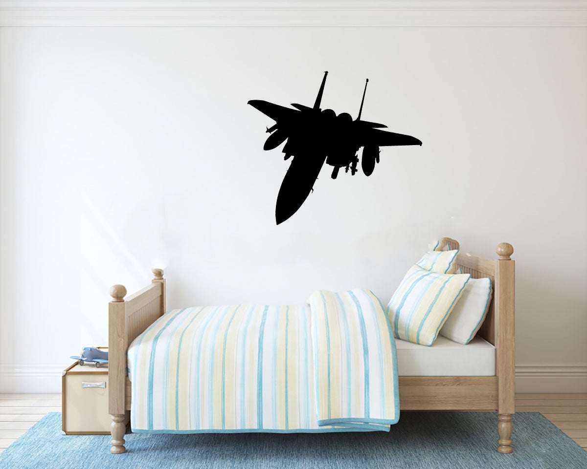 F-15 Eagle Military Fighter Jet Airplane SilhouetteVinyl Home Decor Wall Decal 
