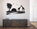 Giraffes and Sun Safari Scene Silhouette Vinyl Home Decor Wall Decal 