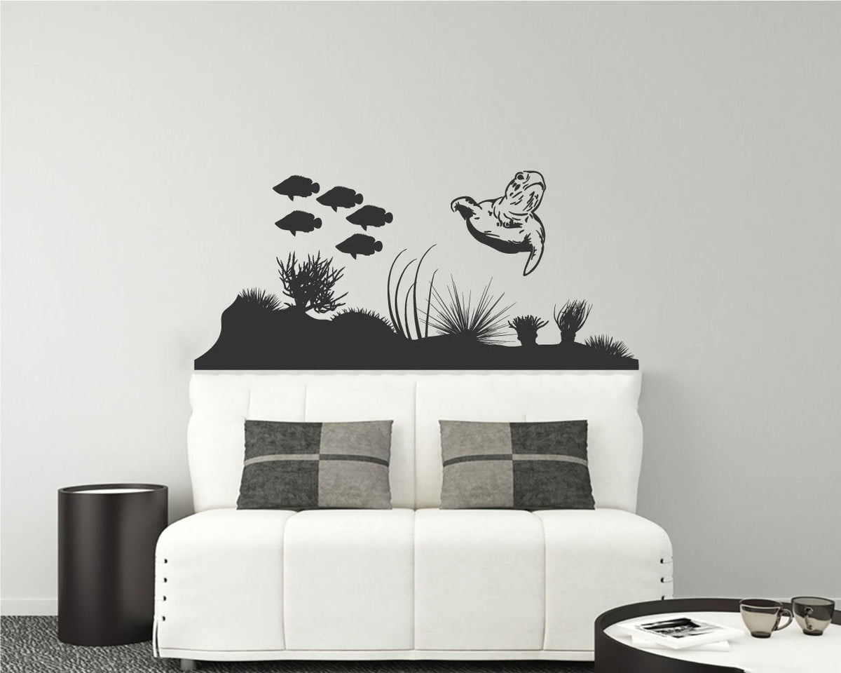Ocean Sea Life Turtle Coral Fish Vinyl Vinyl Home decor Wall Decal
