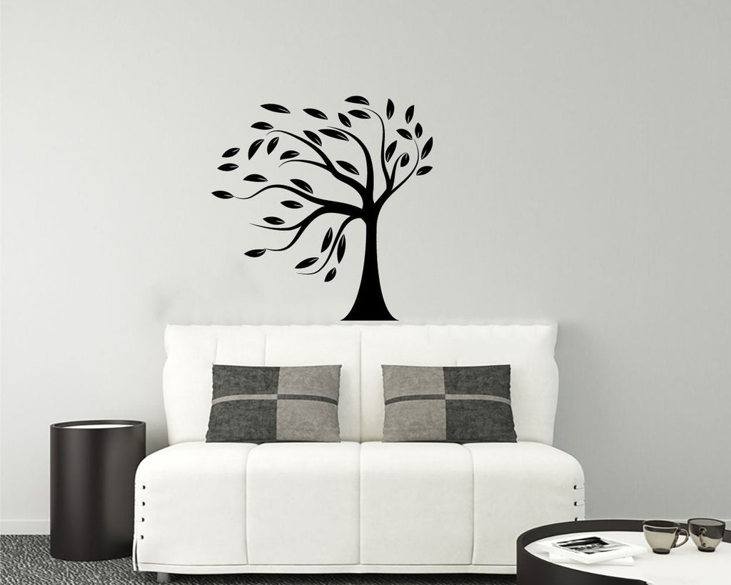 Curved Tree Silhouette Vinyl Home Decor Wall Decal 