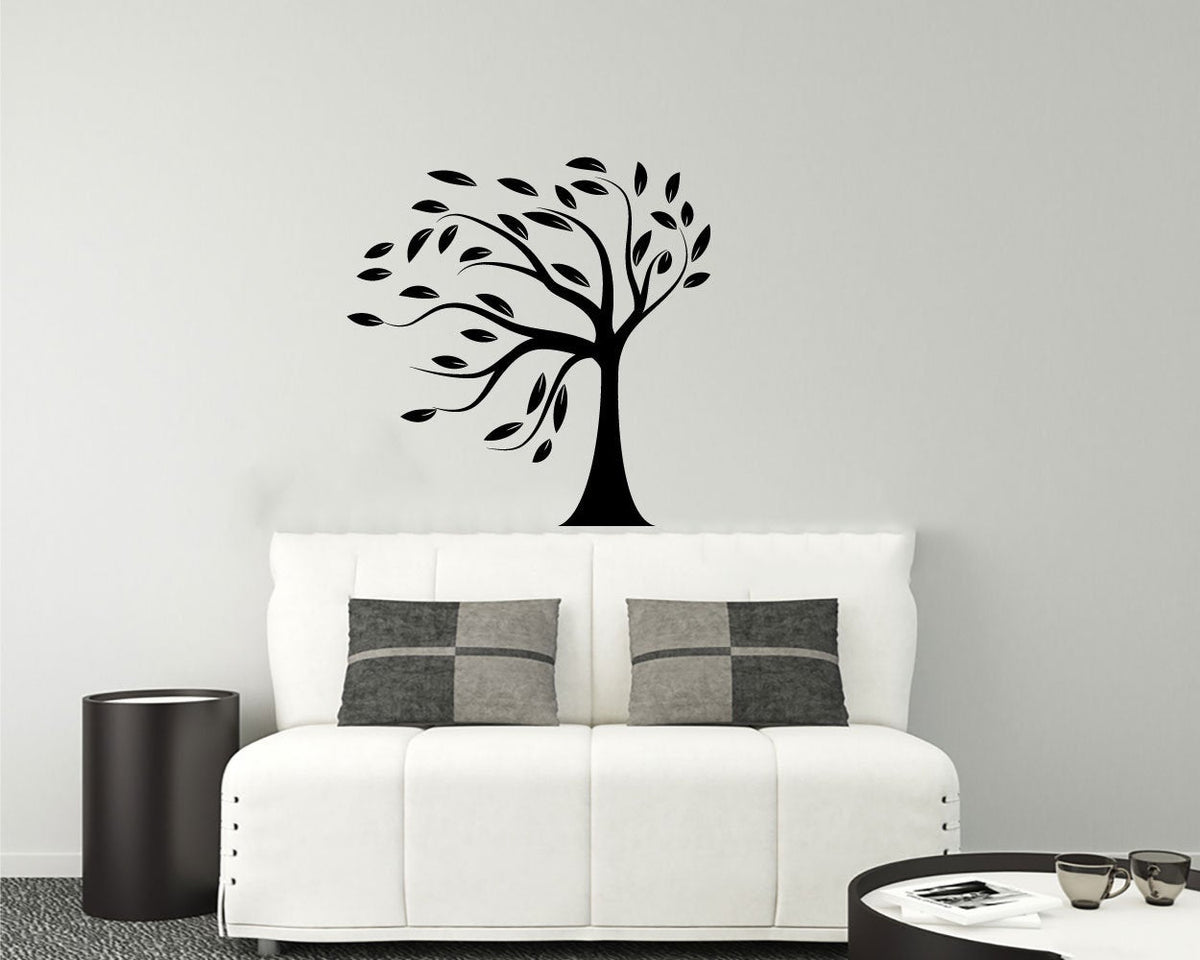 Curved Tree Silhouette Vinyl Home Decor Wall Decal 