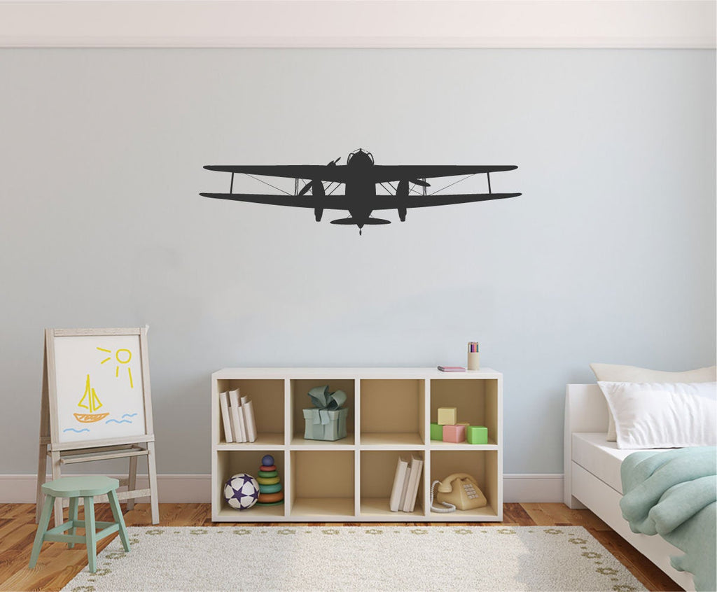 Biplane Airplane Silhouette Vinyl Home Decor Wall Decal 