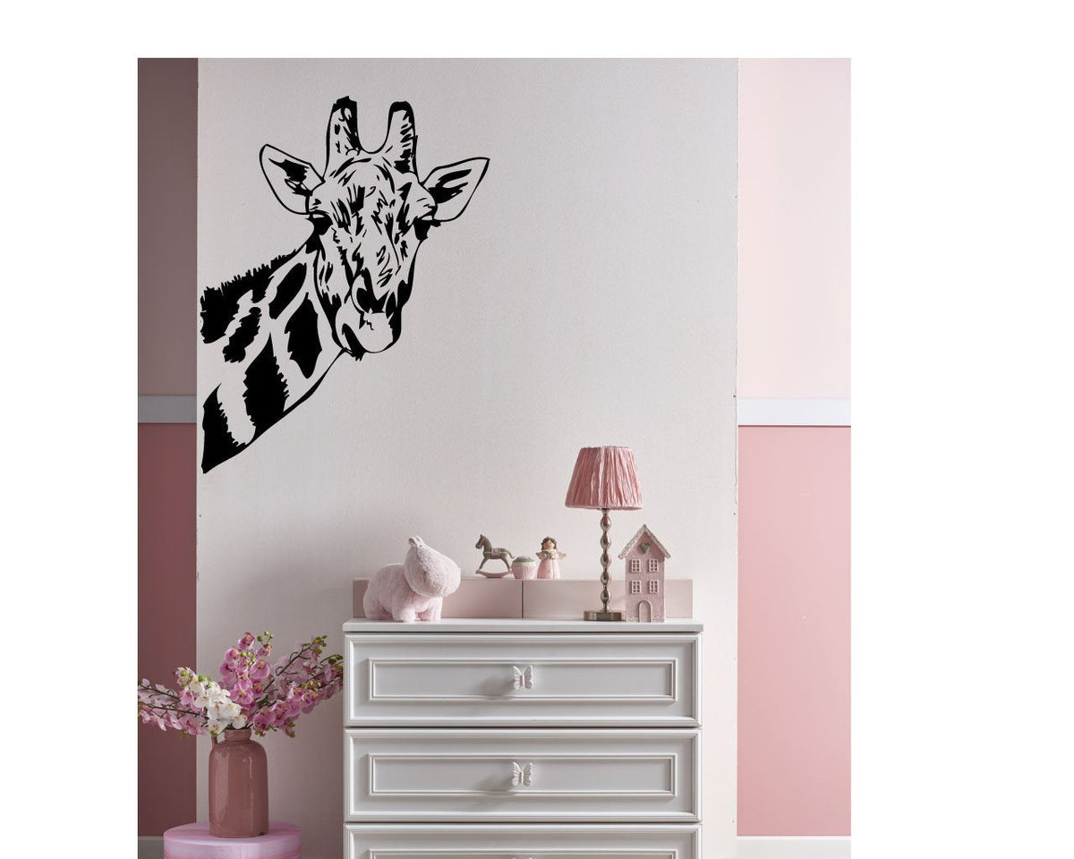 Giraffe Face Silhouette Vinyl Home Decor Wall Decal 