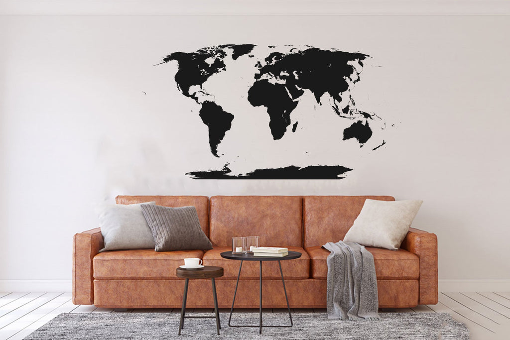World Map Silhouette Vinyl Home Decor Wall Decal 