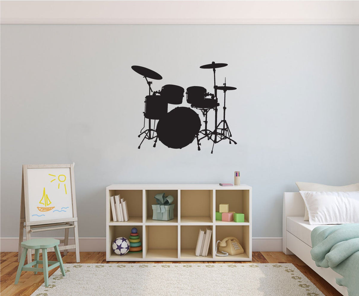 Drum Set Silhouette Vinyl Home Decor Wall Decal 