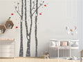 Winter Birch Trees and Birds Silhouette Vinyl Home Decor Wall Decal 