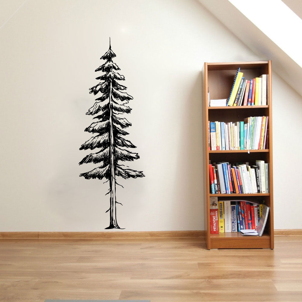 Redwood Pine Tree Silhouette Vinyl Home Decor Wall Decal