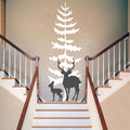 Deer and Spruce Pine Tree Silhouette Vinyl Home Decor Wall Decal 