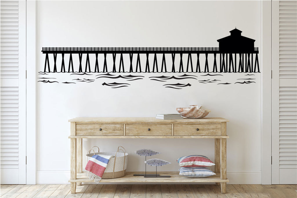 Ocean Beach Pier Silhouette Vinyl Home Decor Wall Decal