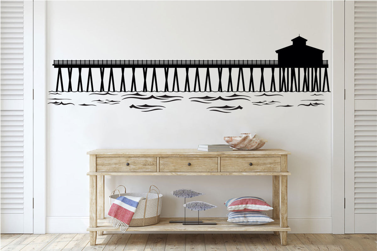 Ocean Beach Pier Silhouette Vinyl Home Decor Wall Decal