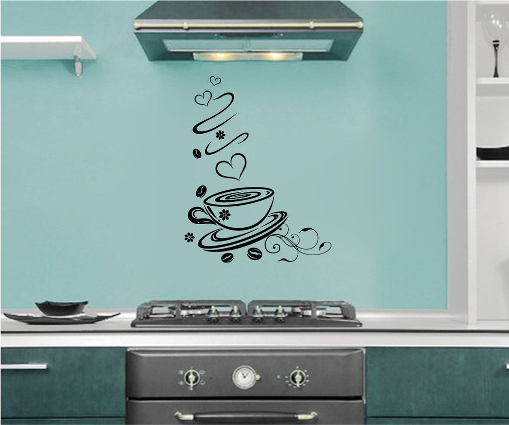 Coffee Cup Vinyl Home Decor Wall Decal 