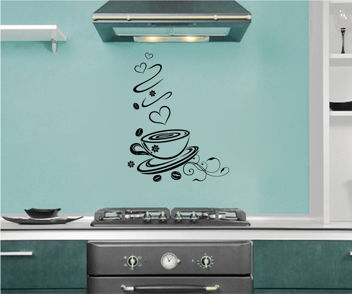 Coffee Cup Vinyl Home Decor Wall Decal 