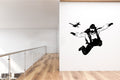 Skydiver and Airplane Silhouette Vinyl Home Decor Wall Decal 
