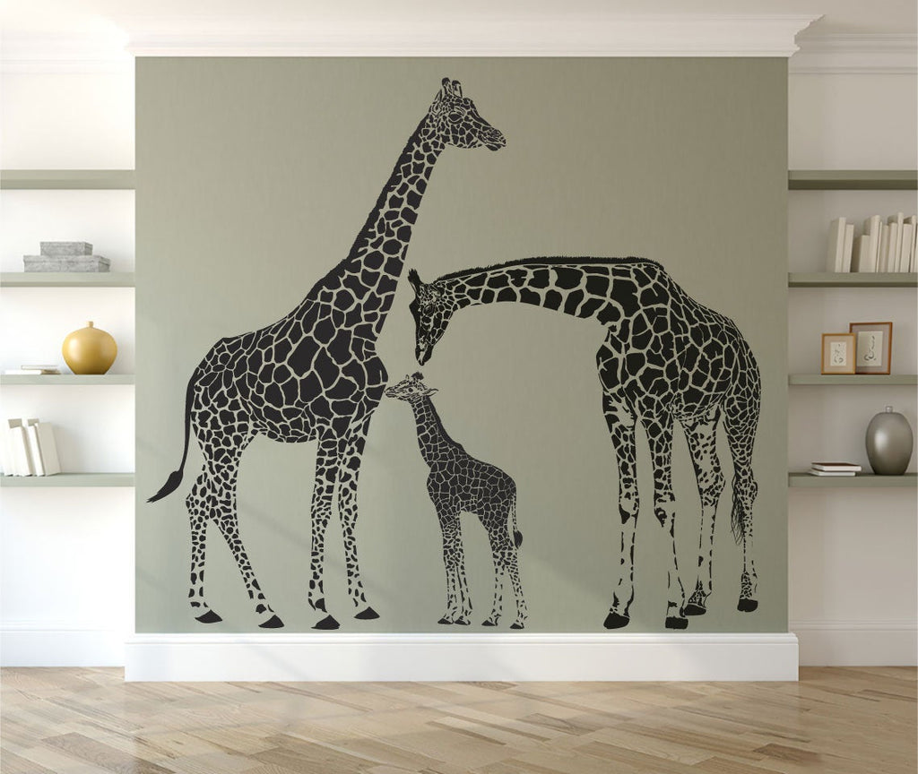 Giraffe Family Vinyl Home Decor Wall Decal 