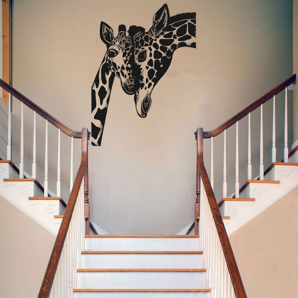 Giraffe Mom and Calf Vinyl Home Decor Wall Decal 