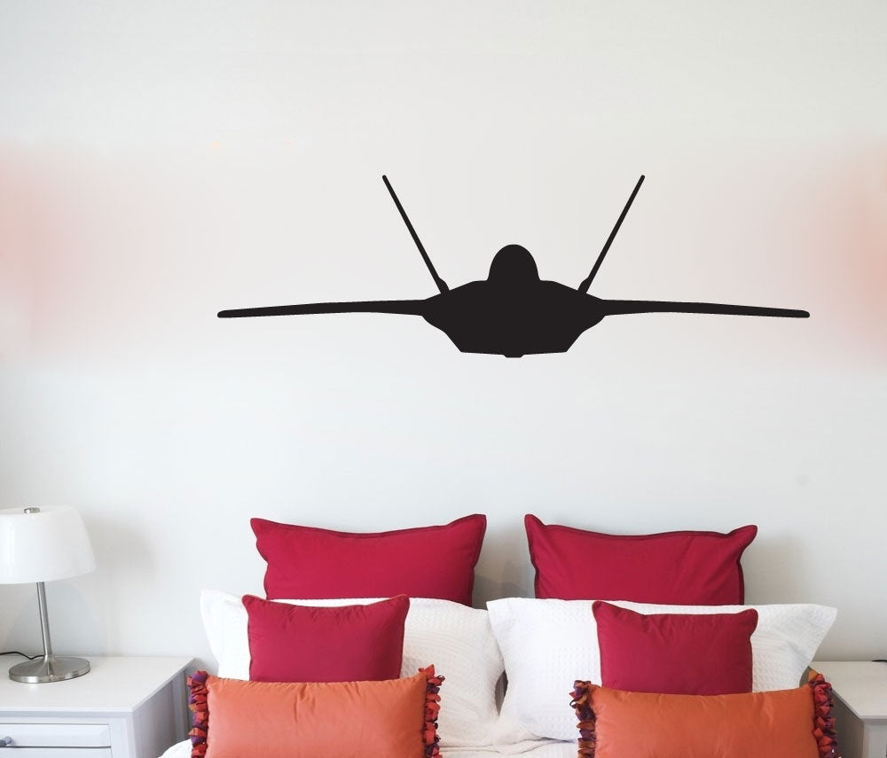 Lockheed Martin F-22 Raptor Air Force Military Airplane Silhouette Vinyl Home Decor Wall Decal 