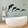 Dolphins and Seagulls Silhouette Vinyl Coastal Home Decor Wall Decal 