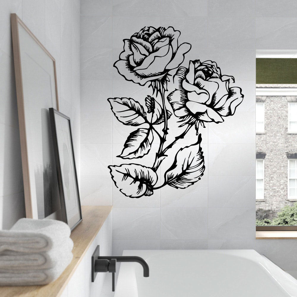 Roses Silhouette Vinyl Home Decor Wall Decal 