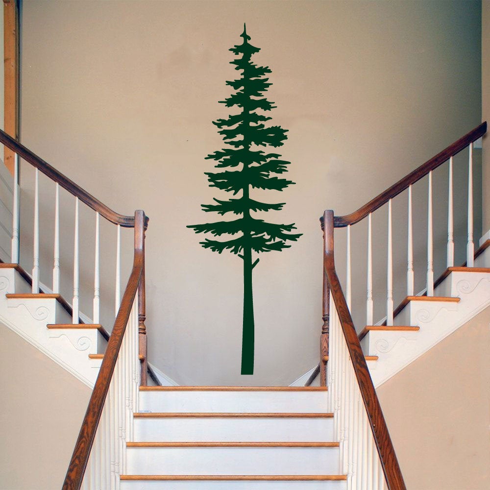 Spruce Pine Tree Silhouette Vinyl Home Decor Wall Decal 