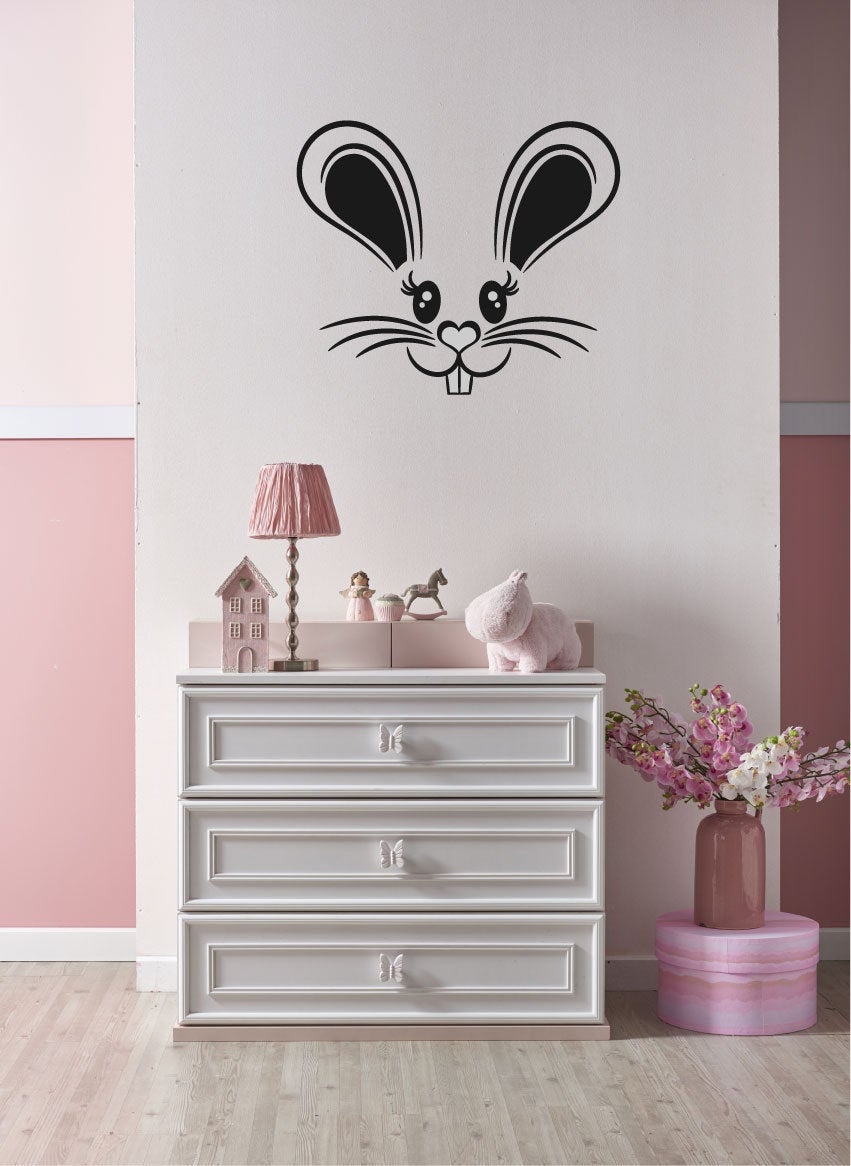 Bunny Rabbit Face Vinyl Home Decor Wall Decal 