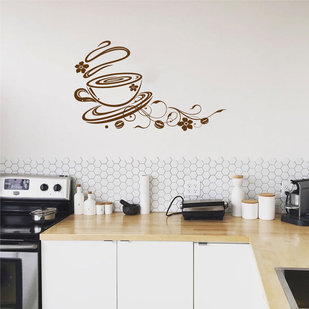Coffee Cup Vinyl Home Decor Wall Decal 