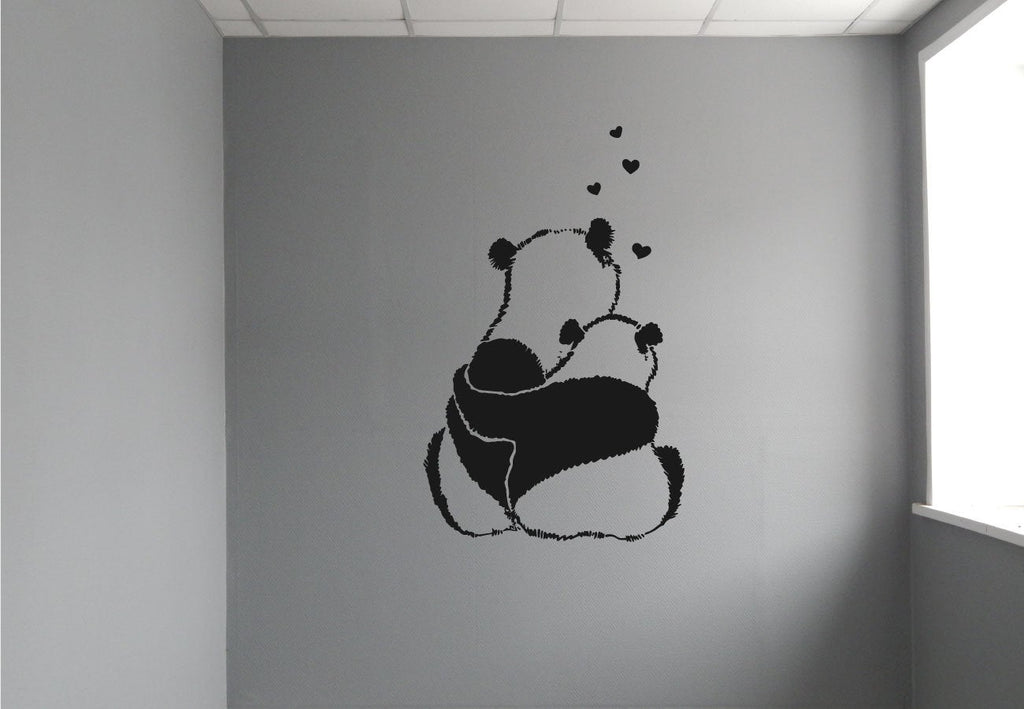 Panda Bears Hugging Vinyl Home Decor Wall Decal