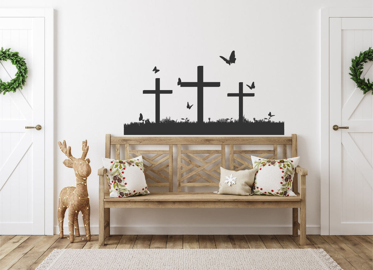 Crosses and Butterflies Vinyl Home Decor Wall Decal 