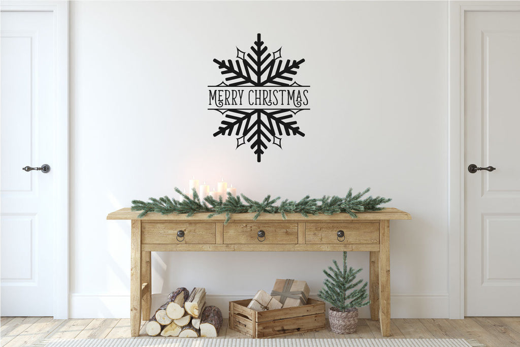Merry Christmas Snowflake Vinyl Home Decor Wall Decal 