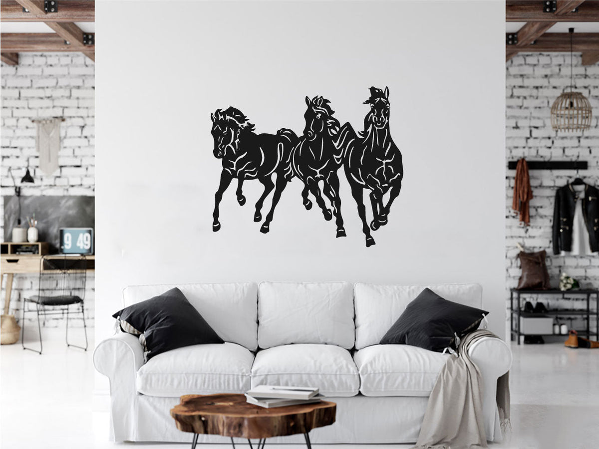 Horses Running Silhouette Vinyl Home Decor Wall Decal 