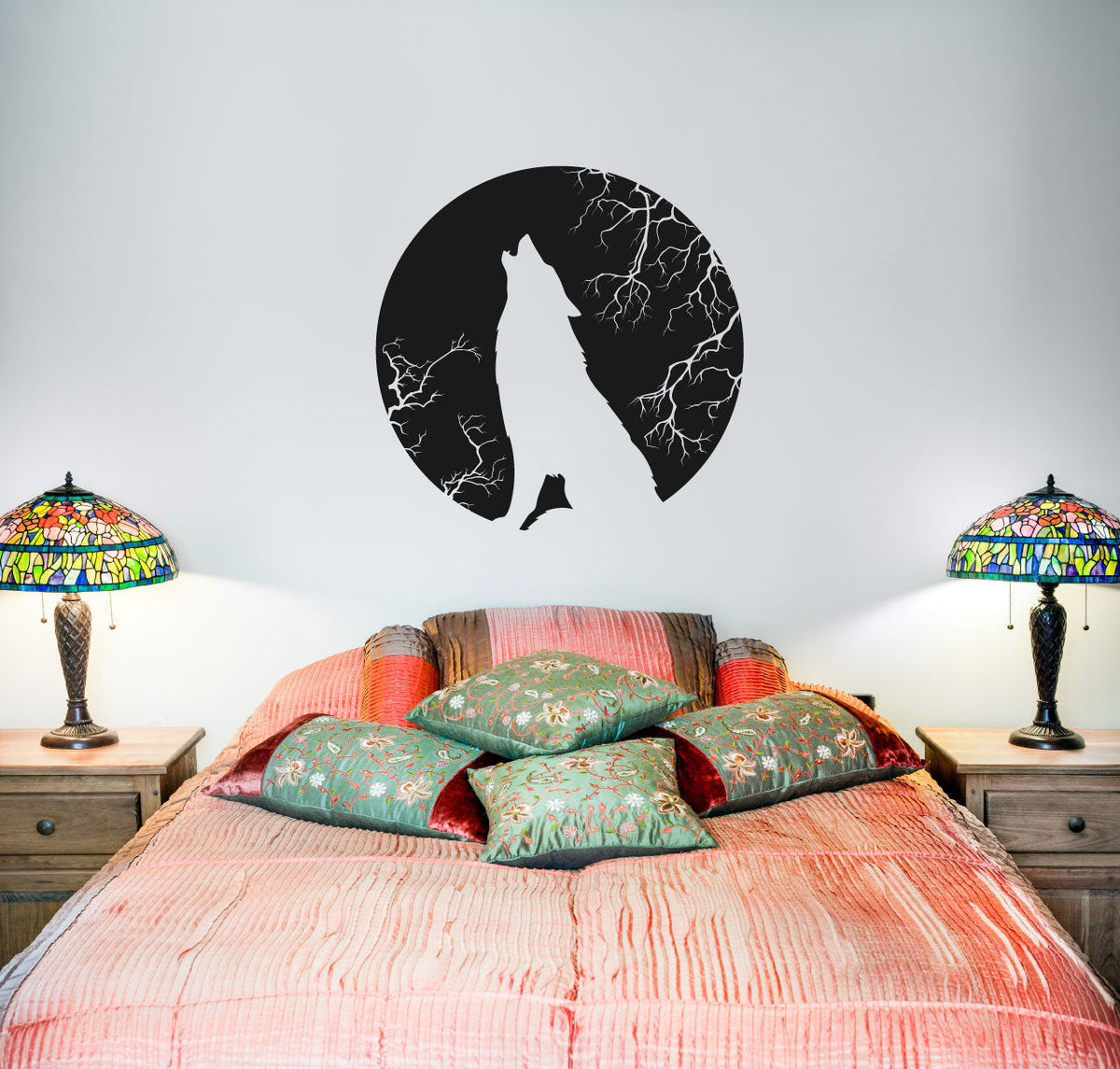 Wolf Howling at the Moon Vinyl Home Decor Wall Decal 