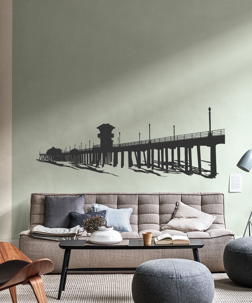 Ocean Pier Huntington Beach California Pacific Ocean Vinyl Vinyl Home decor Wall Decal