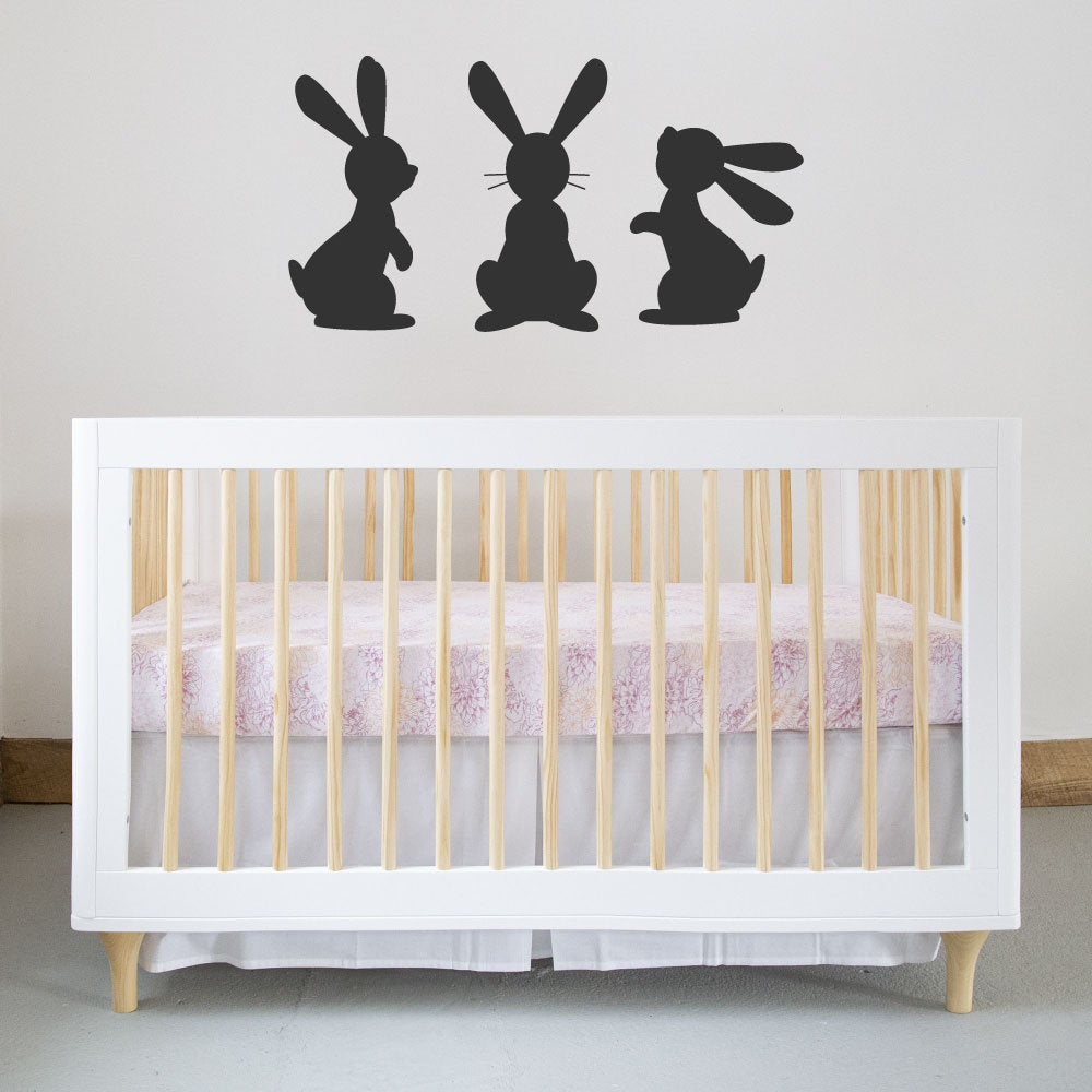 Bunny Rabbit Silhouette Set of 3 Vinyl Home Decor Wall Decal 
