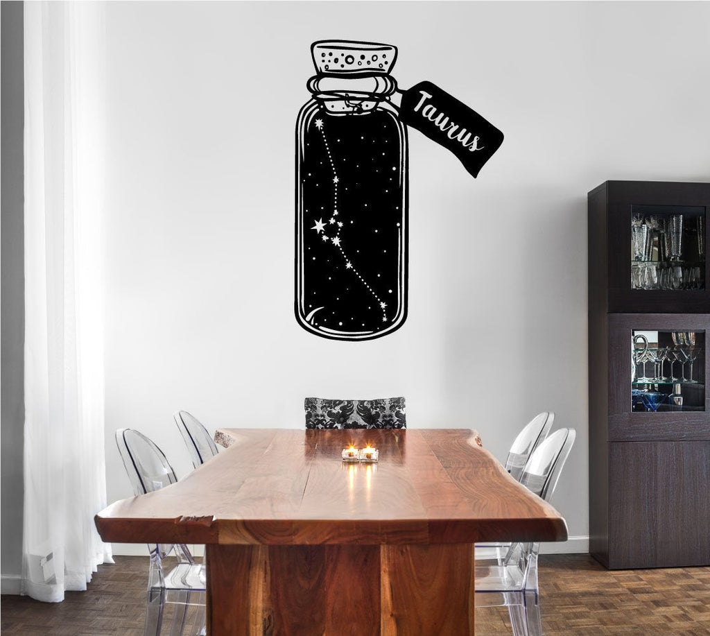 Taurus Zodiac Astrology Constellation Bottle Vinyl Home Decor Wall Decal 