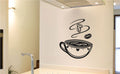Coffee Cup with Beans and Swirls Kitchen Vinyl Home Decor Wall Decal 