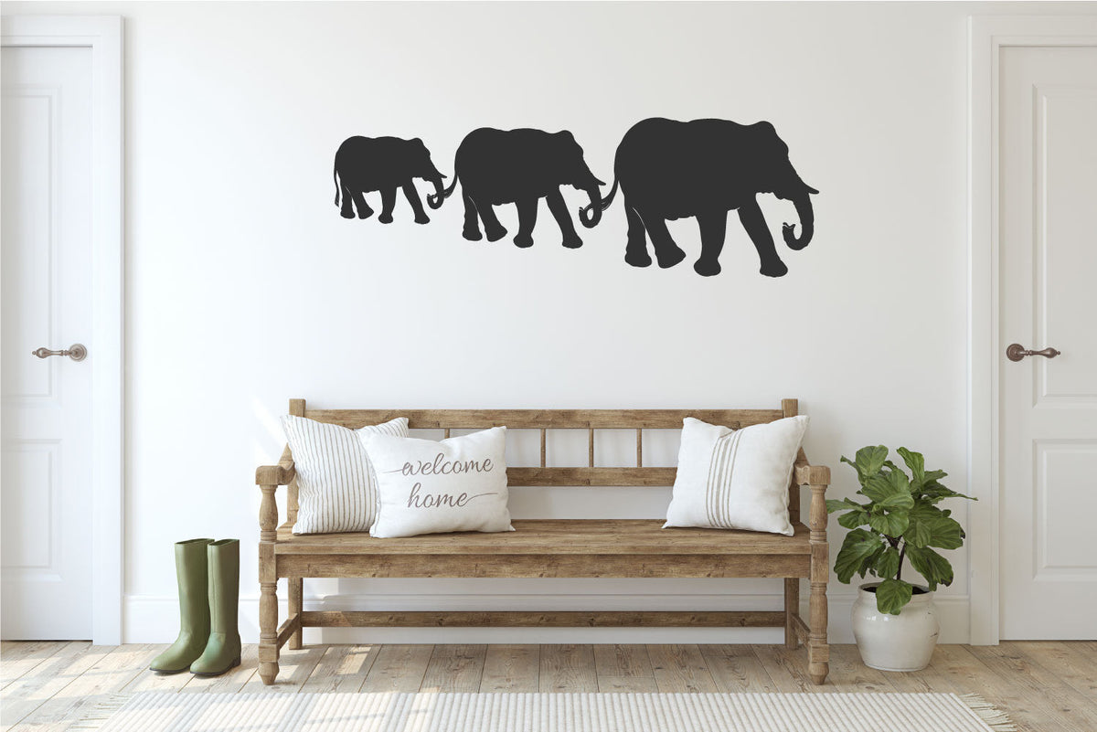 Elephants Silhouette Vinyl Home Decor Wall Decal 